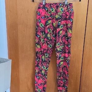 Colorful Peacock Feather Print Leggings